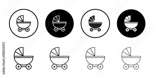 Baby carriage icon Line Art Logo set