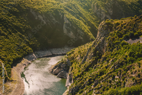 Obraz na płótnie Uvac River Swirling Meanders in Mountain Canyon w salonie