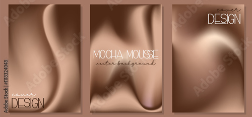 Set of gradient background in mocha mousse colors. Color of the Year concept. Great for creative needs, design concepts, wallpapers, web. Blurred background