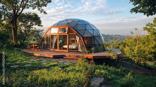 Modern Sustainable Geodesic Dome Home in Nature's Embrace