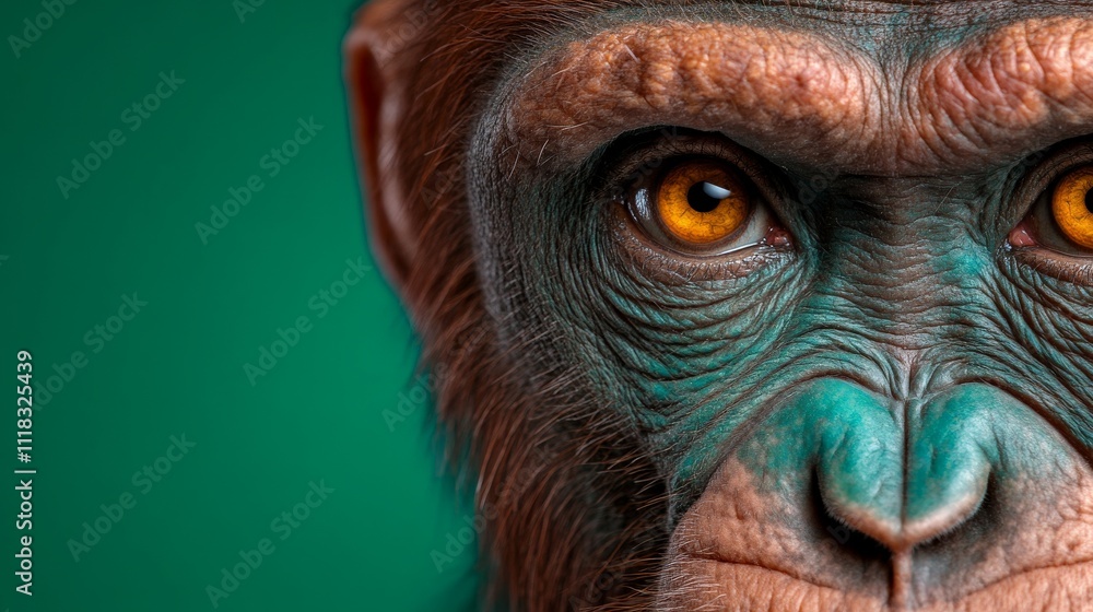 Intriguing Gaze: A close-up portrait of a primate, showcasing their piercing gaze and intricate facial details. Intriguing Gaze: A close-up portrait of a primate, showcasing their piercing gaze and intricate facial details.