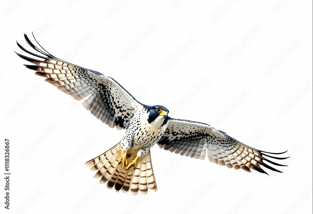 Fototapeta premium Flying Falcon isolated white background.