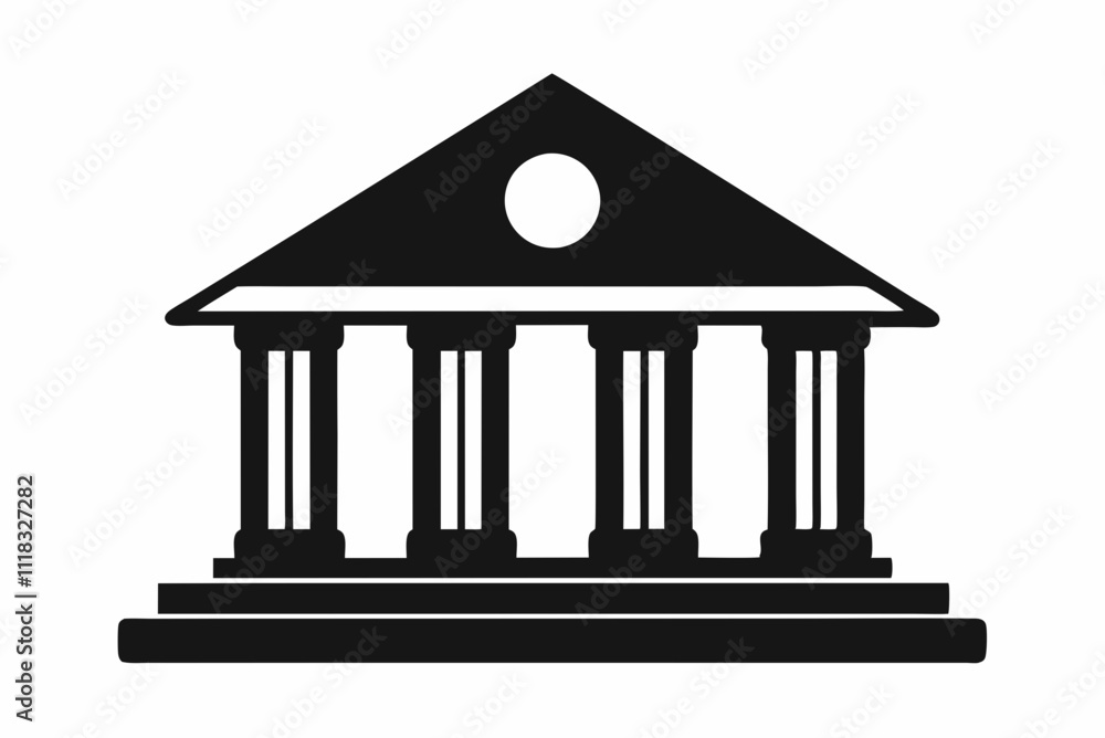 Black Silhouette Vector Bank Building Icon Black Silhouette Vector Bank Building Icon