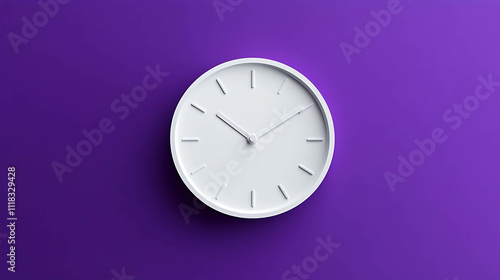 Wallpaper Mural Timeless Elegance: A White Wall Clock Icon on a Purple Background Torontodigital.ca