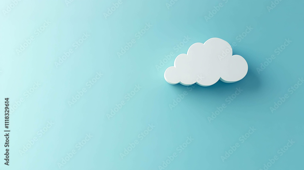 Sky of Calm: A White Cloud Icon on a Blue Background Sky of Calm: A White Cloud Icon on a Blue Background