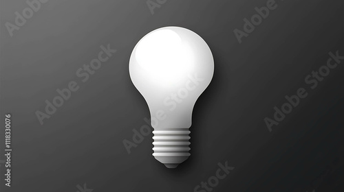 Radiant Contrast: A Glowing White Lightbulb on a Black Background