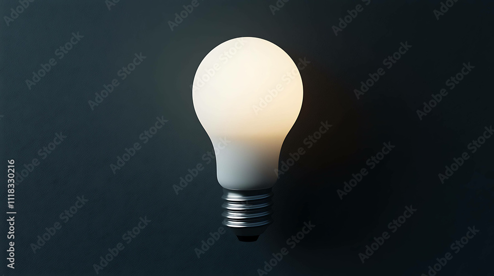 Radiant Contrast: A Glowing White Lightbulb on a Black Background Radiant Contrast: A Glowing White Lightbulb on a Black Background
