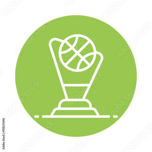 Basketball Trophy  Vector Gylph Circle Icon. Eps 10 File