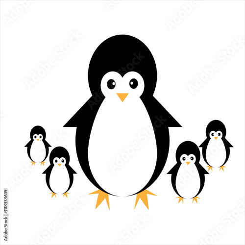 Isolated Nice Penguin With White Background photo