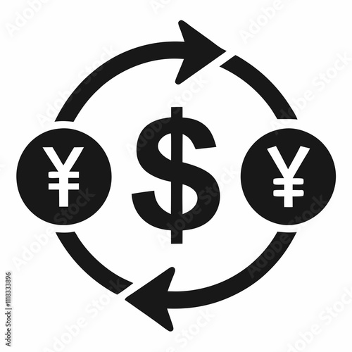 Currency Conversion Icon Black Silhouette Vector