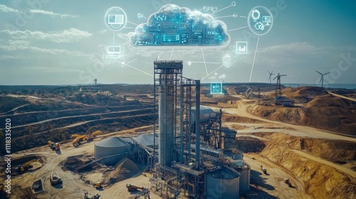 Aerial View of South African Gold Mine with Clear Blue Sky