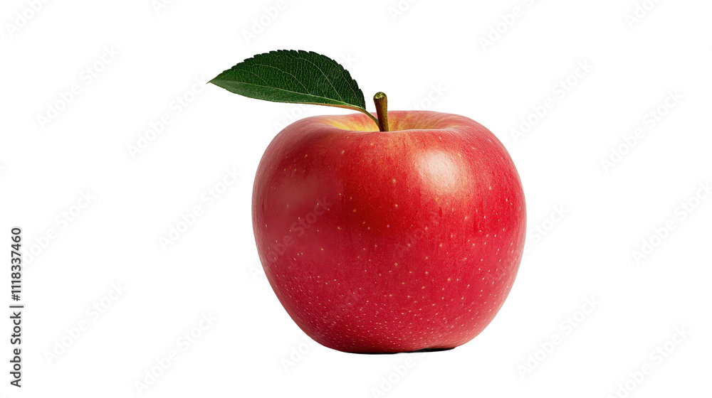 Fresh red apple with green leaf on white background. transparent background Fresh red apple with green leaf on white background. transparent background
