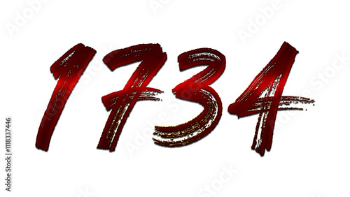 Tableau sur toile 3D blood red number design of 1734 on white background.