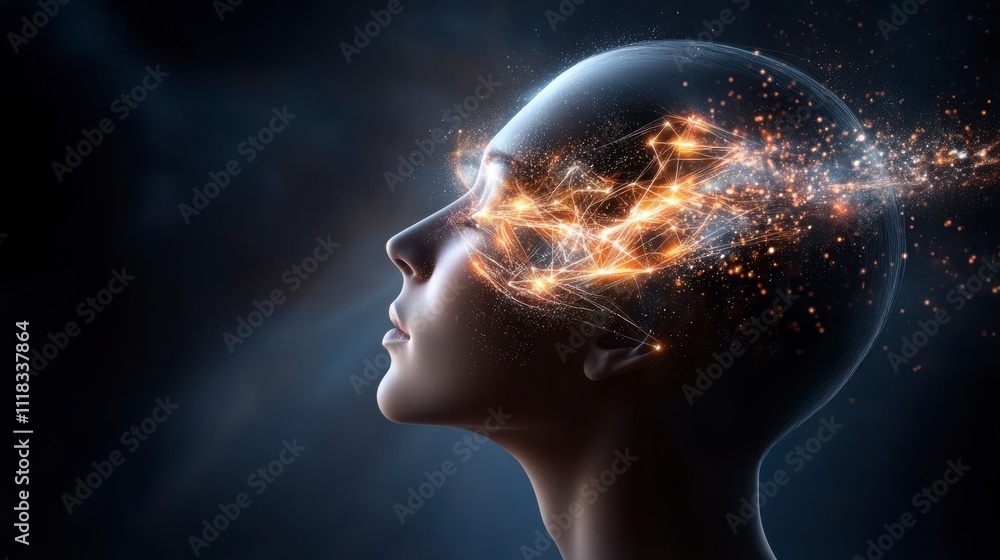 Ethereal Concept of a Human Head with Dynamic Energy Ethereal Concept of a Human Head with Dynamic Energy