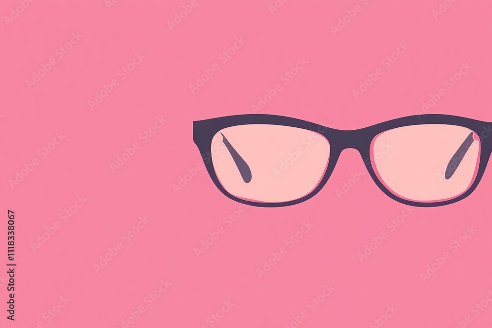 Stylish Pink Glasses on a Vibrant Background - A Minimalist Design for Modern Aesthetics Stylish Pink Glasses on a Vibrant Background - A Minimalist Design for Modern Aesthetics