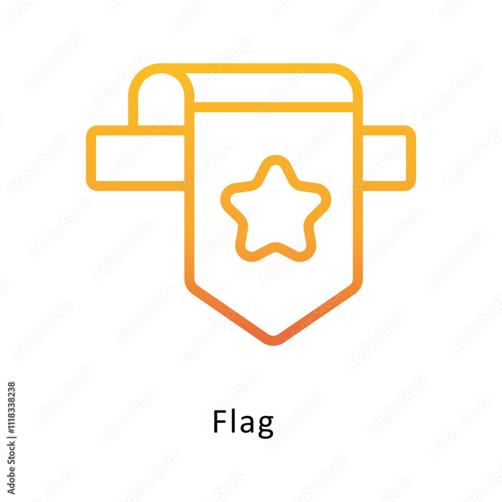 Flag Vector Gradient Outline Icon. Eps 10 File