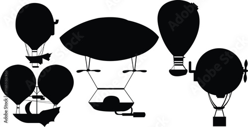 Steam machines with flying baloons
set of balloons