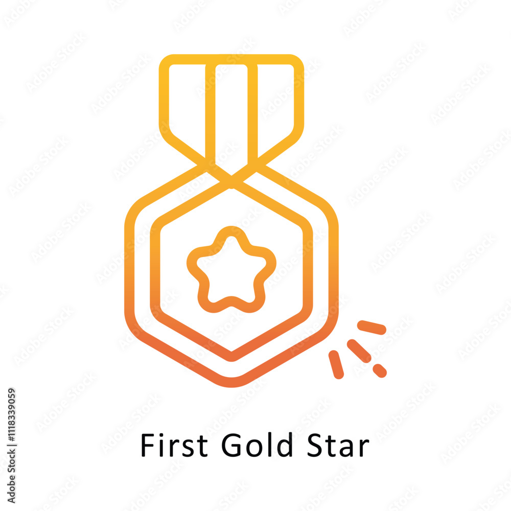 First Gold Star Vector Gradient Outline Icon. Eps 10 File First Gold Star Vector Gradient Outline Icon. Eps 10 File