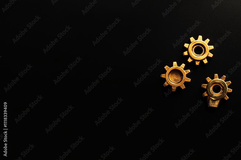 Golden Gears on Black Background: A Study in Industrial Precision Golden Gears on Black Background: A Study in Industrial Precision