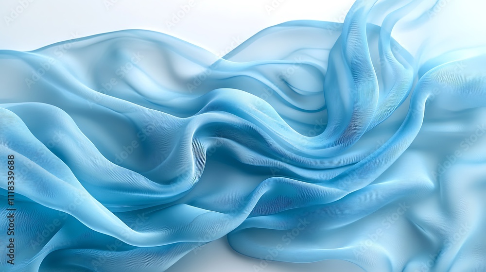 Abstract Blue Fabric Draped in Soft Waves Abstract Blue Fabric Draped in Soft Waves