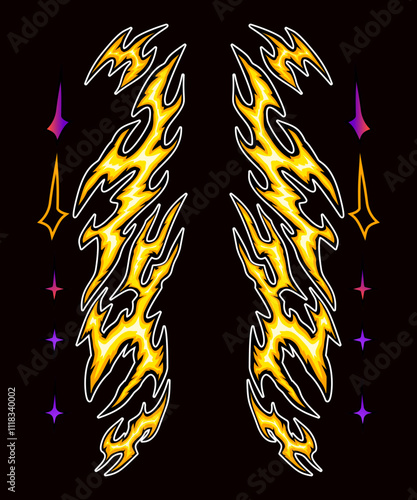 Obraz na plátně Flames livery design for racing car or bike, flames shaped decal for jdm cars