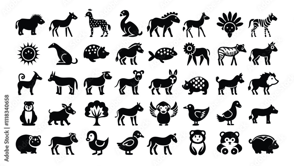 Obraz premium Animals related icon editable stroke outline set of different types small icons isolated on white background flat vector illustration