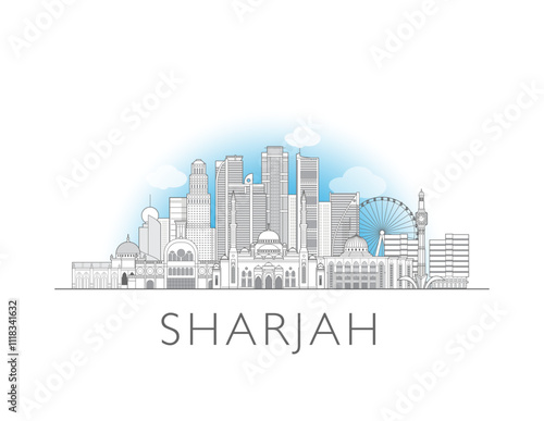Sharjah skyline cityscape vector illustration