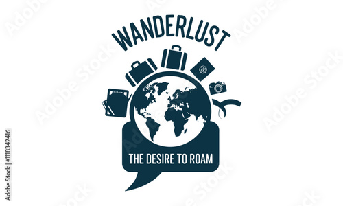 Travel Vector Silhouettes and Vector Clip Art Logo Icons Set Depicting Travel, Exploration, and Adventure Themes