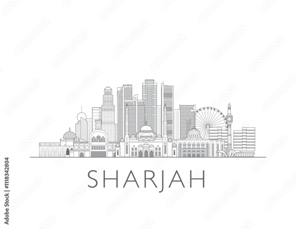 Sharjah skyline cityscape vector illustration Sharjah skyline cityscape vector illustration