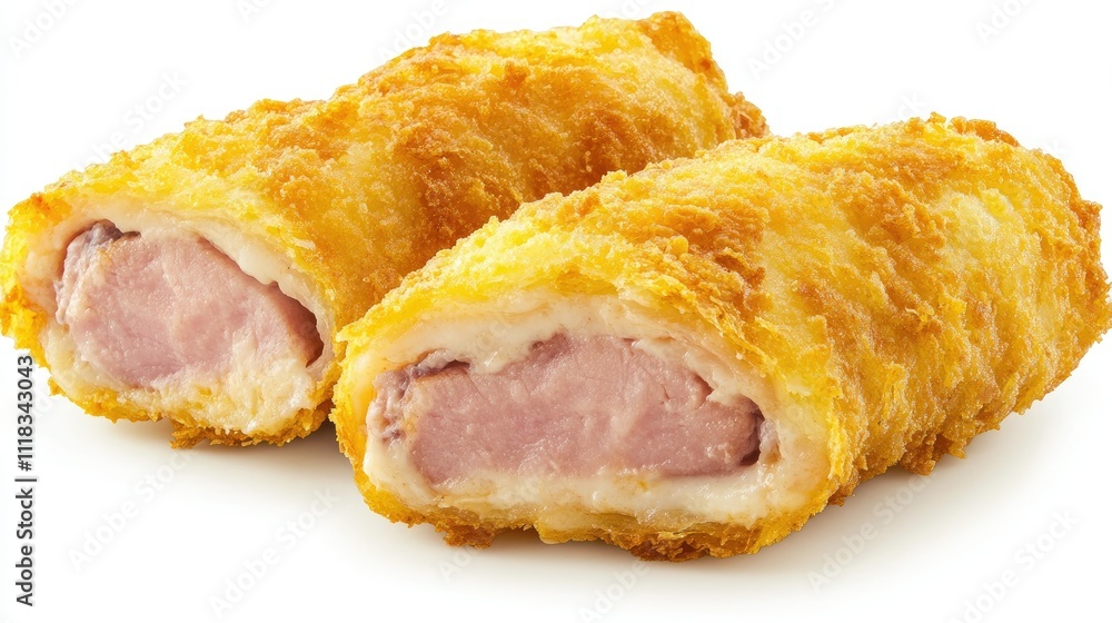 Crispy Golden Chicken Roll with Ham and Cheese Filling Crispy Golden Chicken Roll with Ham and Cheese Filling