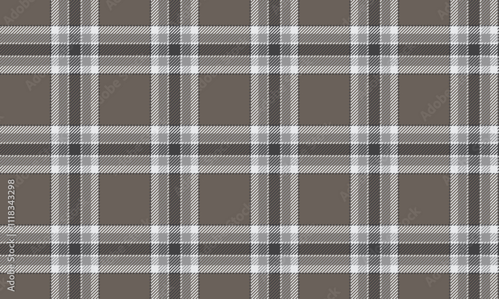 Obraz premium Plaid fabric pattern, grey, black, white, fashionable seamless for textiles, and for designing clothes, skirts, pants or decorative fabrics. Vector illustration.