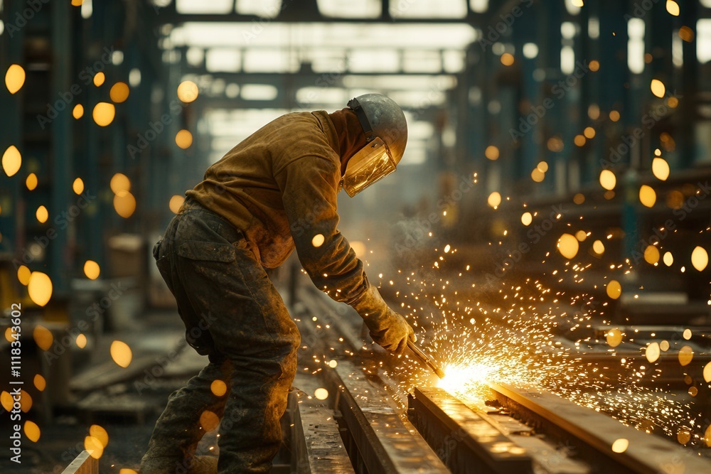 Worker Using Blow Torch in Industrial Setting Worker Using Blow Torch in Industrial Setting