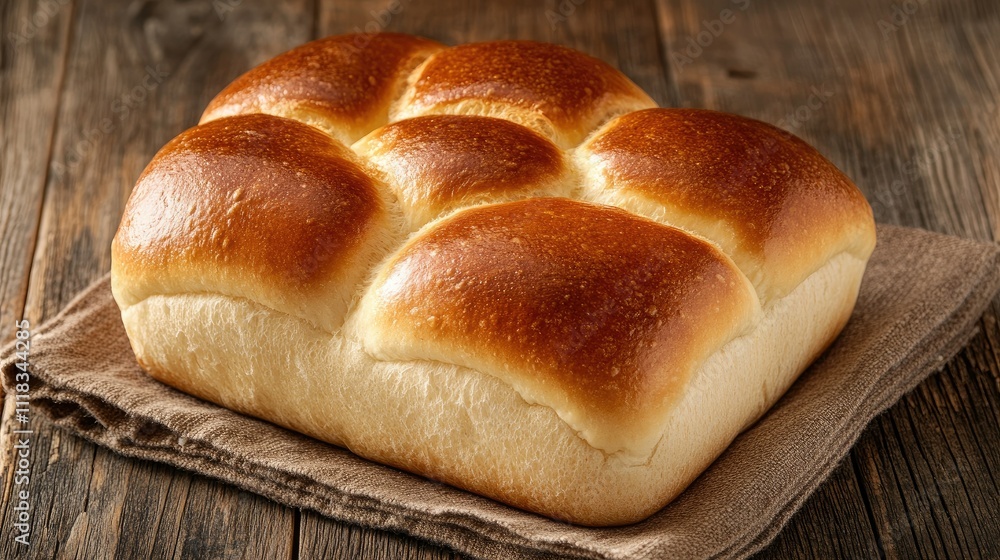 Freshly Baked Soft Dinner Rolls on Rustic Wooden Table Freshly Baked Soft Dinner Rolls on Rustic Wooden Table