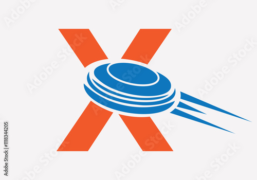 Initial Letter X Hockey Puck Logo Vector Template