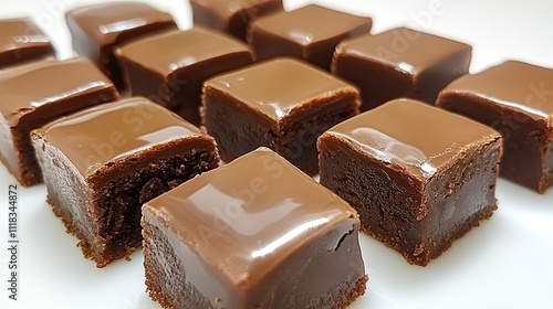 Delicious Chocolate Squares on a White Plate Presentation