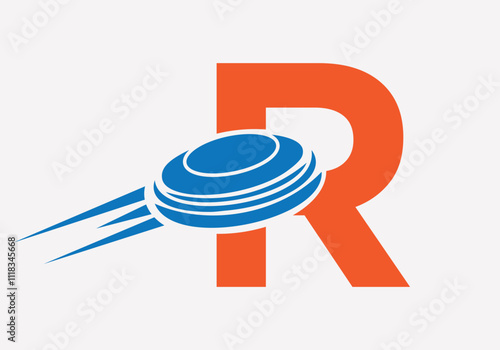 Initial Letter R Hockey Puck Logo Vector Template