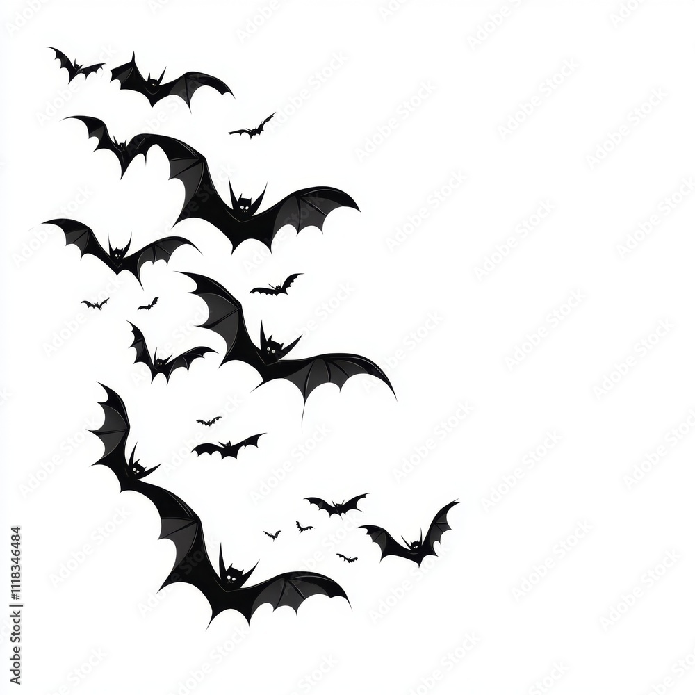 Naklejka premium Halloween Bats Flying in White Background
