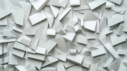 Random shifted white polygon geometrical prism structure pattern background wallpaper banner with copy space. Prism. Illustration