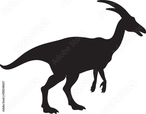 Parasaurolophus silhouette vector on a isoleted white background  