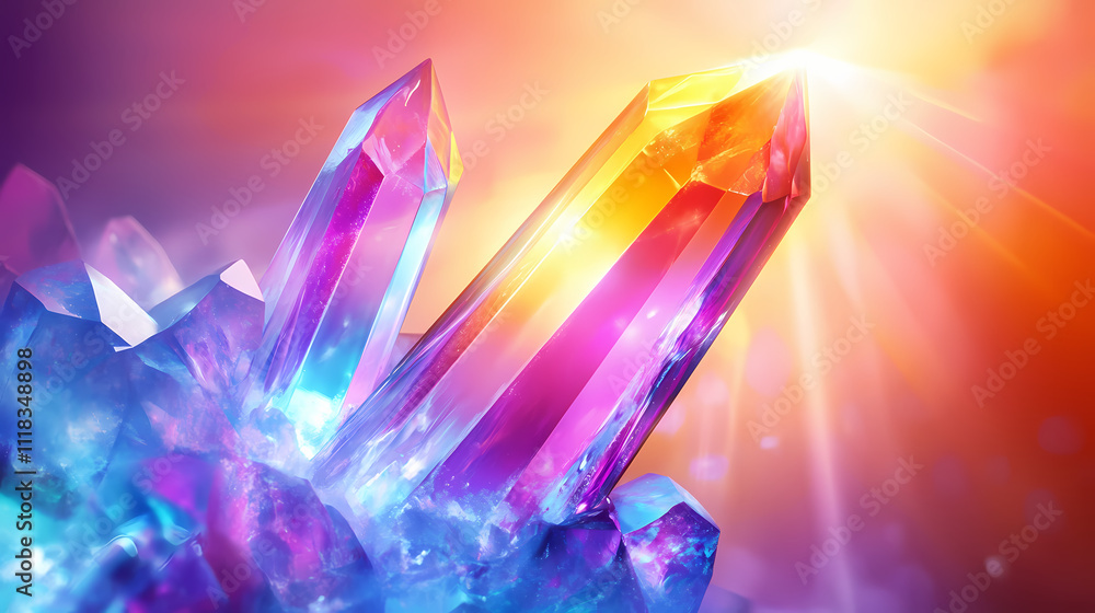 Vivid crystal prism light refraction in bright colors. Prism. Illustration Vivid crystal prism light refraction in bright colors. Prism. Illustration
