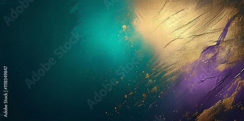 Abstract Gold, Teal, and Purple Paint Texture