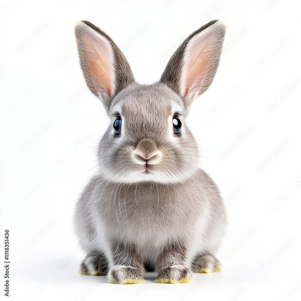 Cute Grey Bunny Rabbit Sitting Isolated on White Background Cute Grey Bunny Rabbit Sitting Isolated on White Background