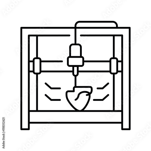 3d organ printing black line icon.