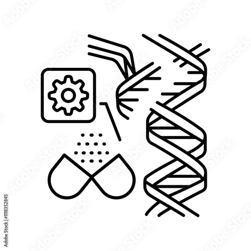 Gene therapy black line icon.