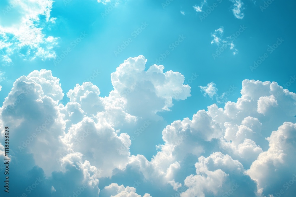 Beautiful Blue Sky With Fluffy White Clouds Beautiful Blue Sky With Fluffy White Clouds