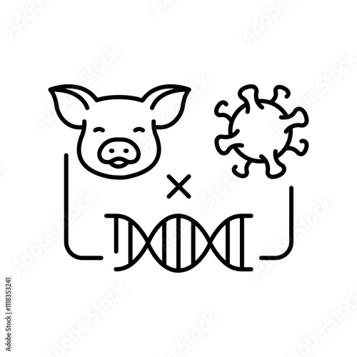 Porcine retroviruses black line icon.