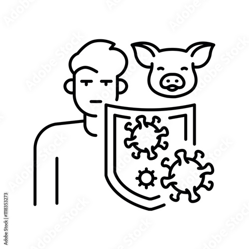 Reducing zoonotic virus transmission black line icon.