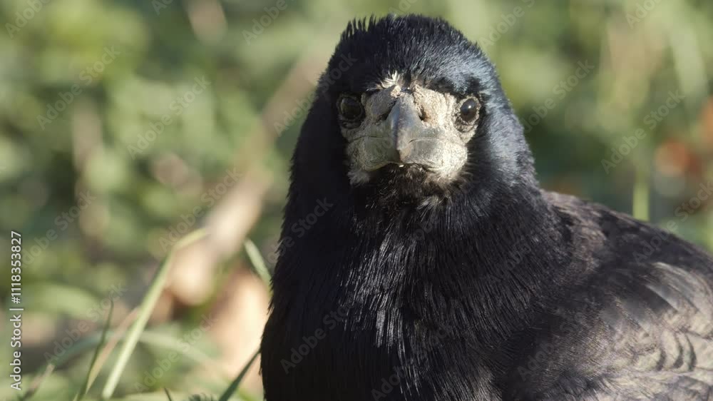 bird raven close up looking at camera. portrait of black crow bird raven close up looking at camera. portrait of black crow