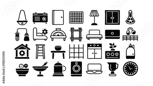 Home and Interior Design related icon editable stroke outline  set of different types small icons isolated on white background flat vector illustration