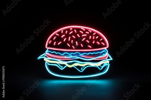 A Vibrant Neon Burger Sign, a Delicious Visual Feast photo